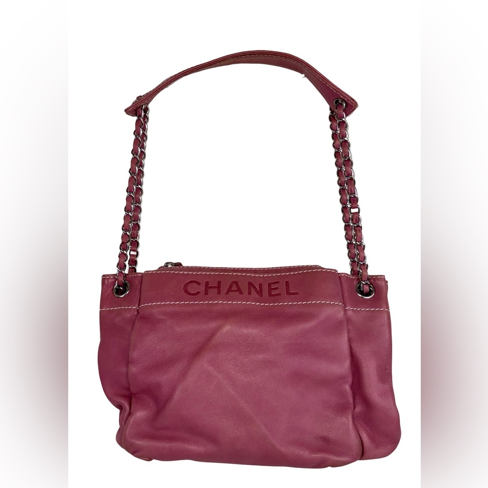 CHANEL LAX ACCORDION SHOULDER BAG IN PINK LAMBSKIN LEATHER